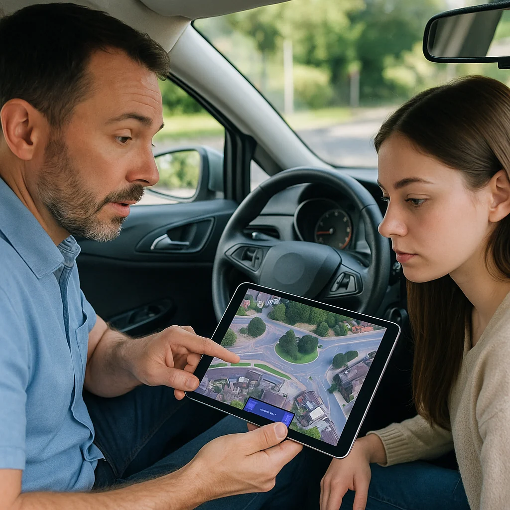 Instructor explaining route to student